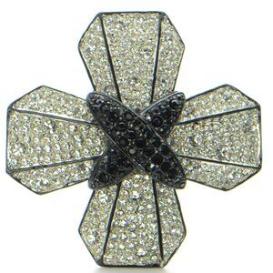 Vintage Kenneth Jay Lane KJL Crystal Maltese Cross Pin Brooch